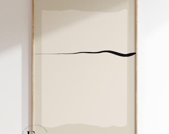Impressão de linha simples, arte moderna abstrata, moderno neutro, decoração boho, galeria de arte boêmia, impressão moderna, decoração de parede para sala de estar