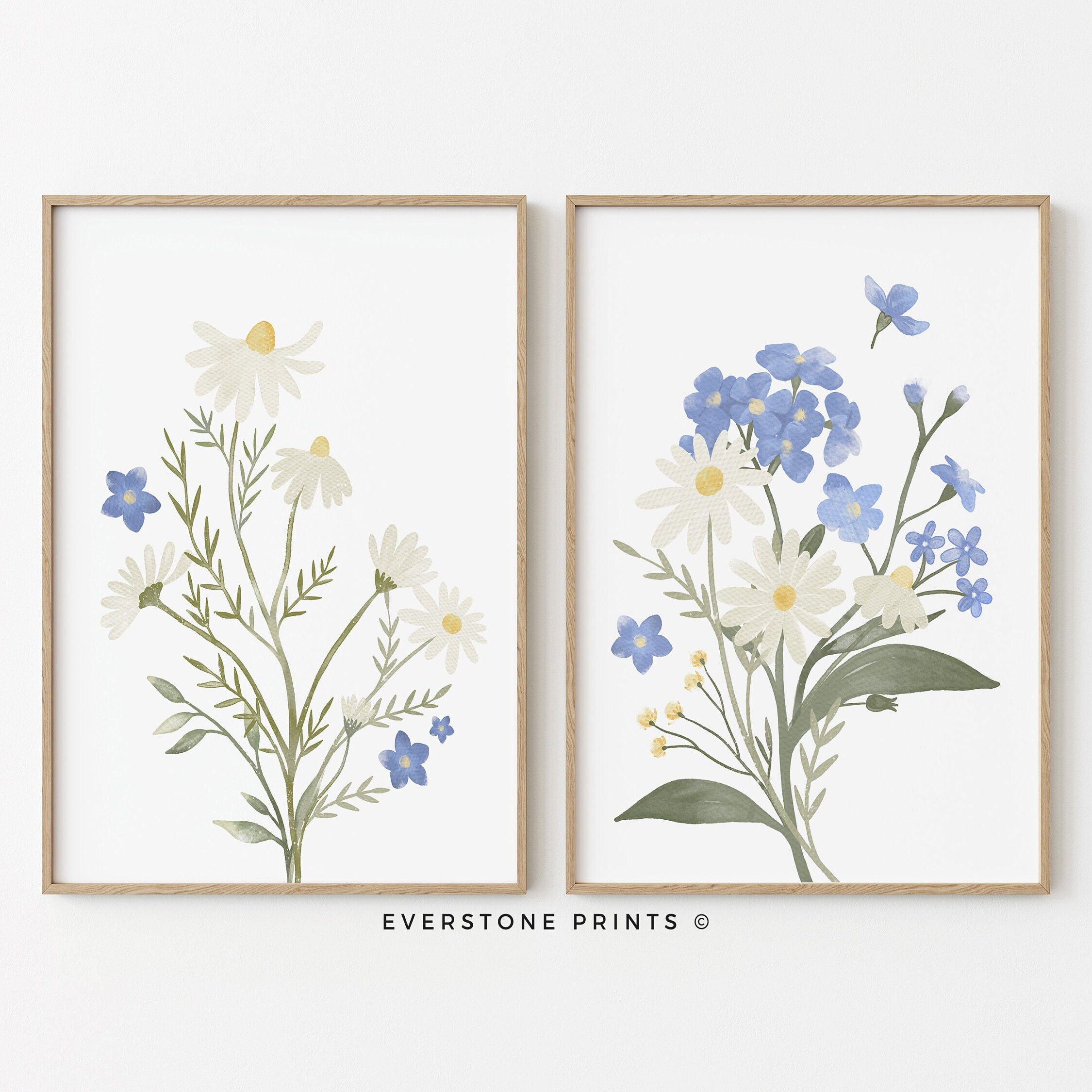 Watercolor Wildflower Set of 2 Prints | Colorful Bright Floral Prints ...