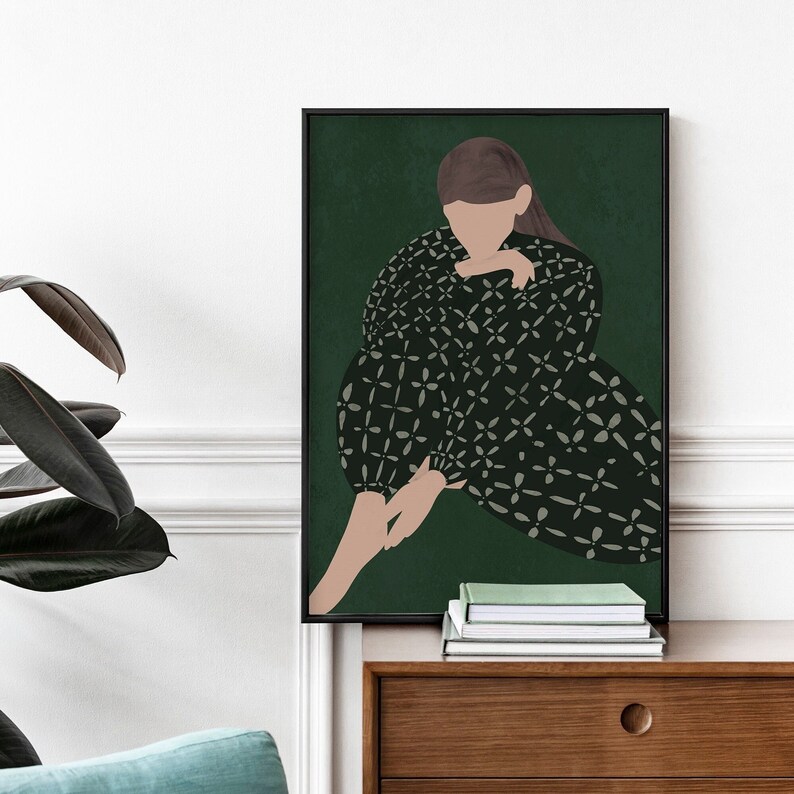 Abstract People Art | Female Figure Art, Mid Century Art, Figure Painting, Abstract Wall Art, Living Room Wall Art, Wall Decor image 2