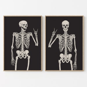 Skeleton Wall Set of 2 | Halloween Wall Art | Halloween Printables | Halloween Wall Decor | Fall Wall Art | Skeleton Prints | Printable Art