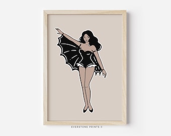 Retro Woman Halloween Art | Halloween Poster | Halloween Wall Art | Witch Wall Art | Halloween Print | Halloween Decor | Halloween Printable