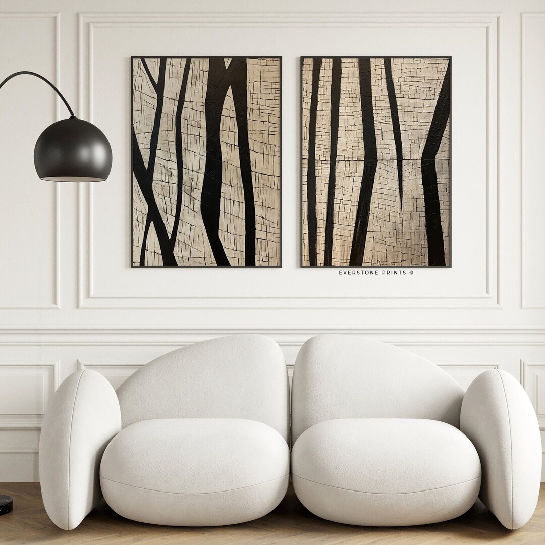 Modern Minimalist Art Beige and Black Textured Abstract Art Etsy