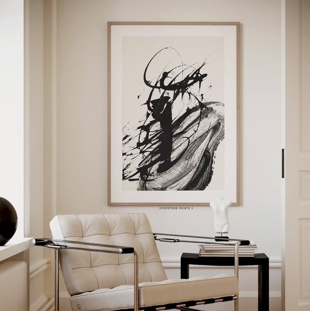 Black Abstract Art, Black and White Abstract Art, Brush Stroke Art ...