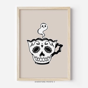 Halloween Skull Cup Art | Halloween Wall Art | Halloween Poster | Spooky Print | Halloween Wall Decor | Halloween Printable | Printable Art