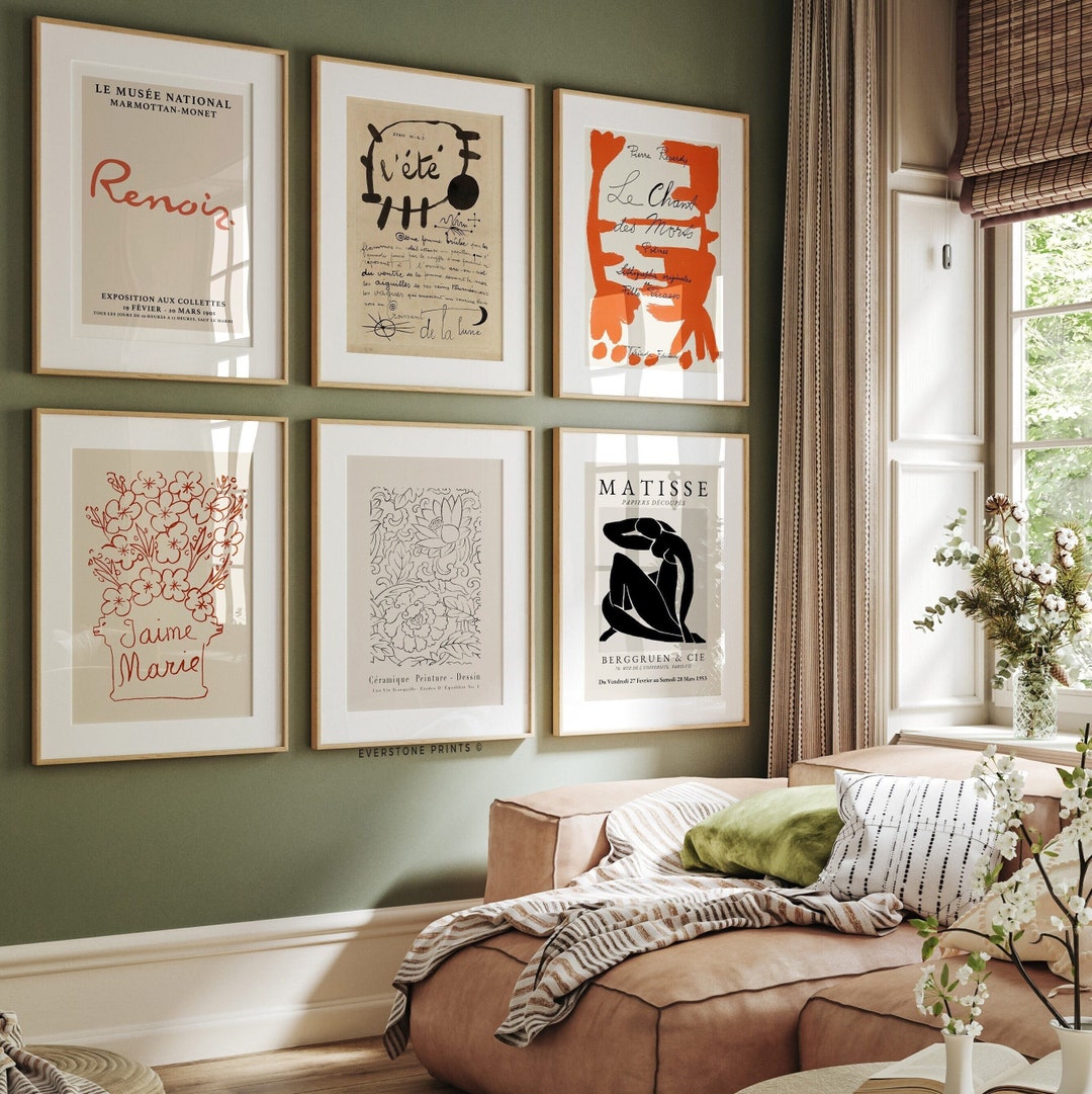 Gallery Wall Set of 6 Mid Century Gallery, Eclectic Gallery Wall Set, Midcentury Print, Mid