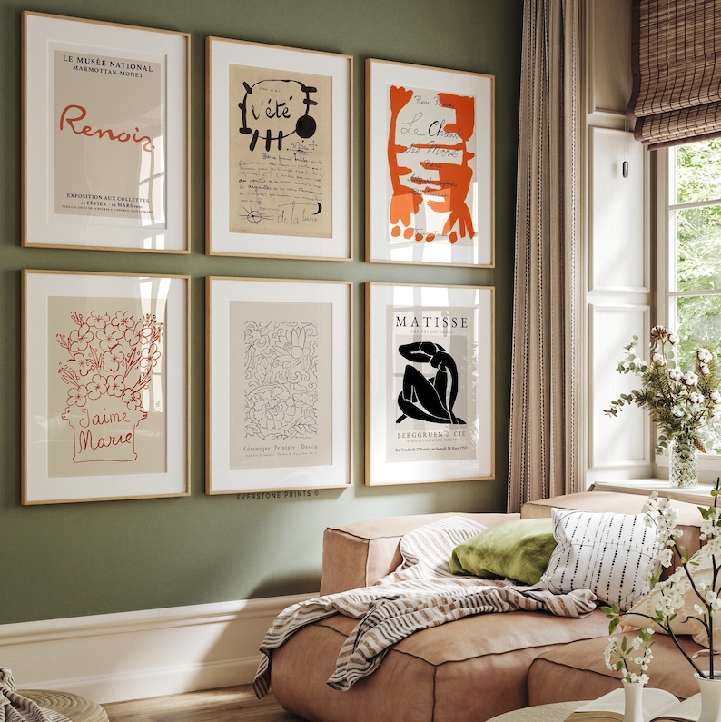 Gallery Wall Set of 6 Mid Century Gallery Eclectic Gallery Etsy