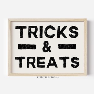 Tricks and Treats Art |  Halloween Wall Decor, Halloween Poster, Halloween Printable, Trick or Treat, Halloween Art, Printable Art