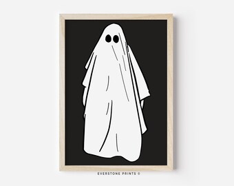 Halloween Ghost Art | Halloween Art Print, Halloween Poster, Halloween Printable, Ghost Print, Trendy Halloween Art, Spooky Wall Art