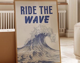 Ride the Wave | Coastal Ocean Wall Art Print, Summer Art Print, Beach Home Decor, Ocean Art, Coastal Decor, Seaside Wall Art