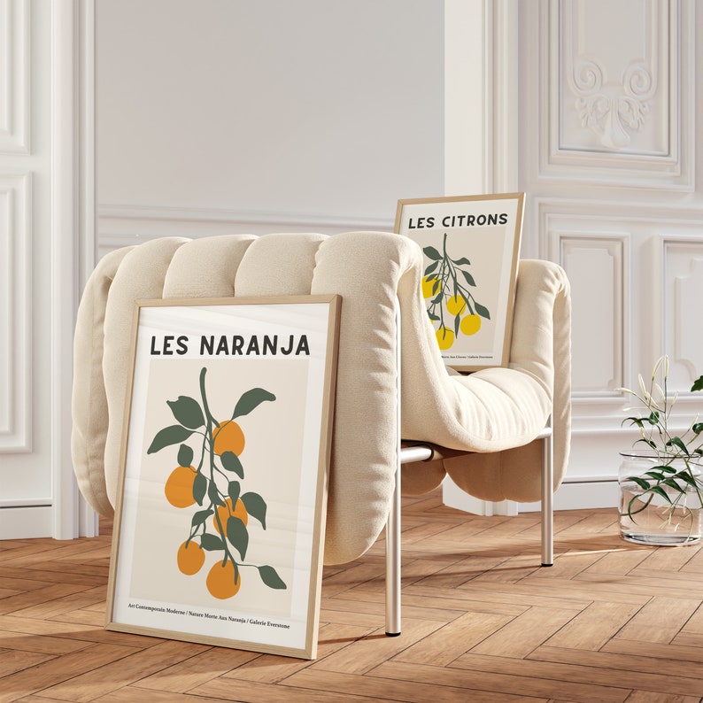 Orange and Lemon Wall Art Set of 2 | Abstract Colorful Art Print Set ...