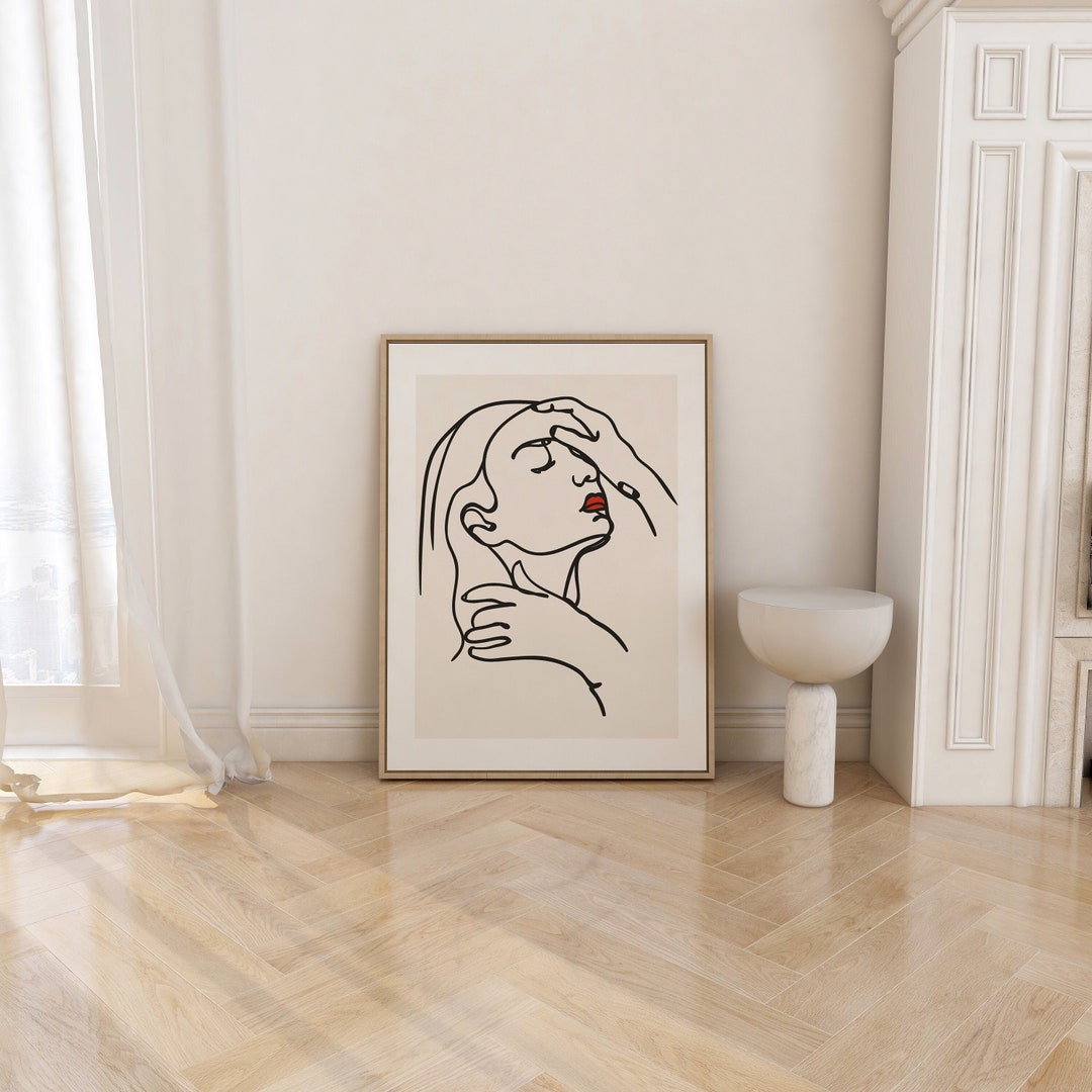 Minimalist Woman Line Art Print | Female Abstract Poster (digital ...