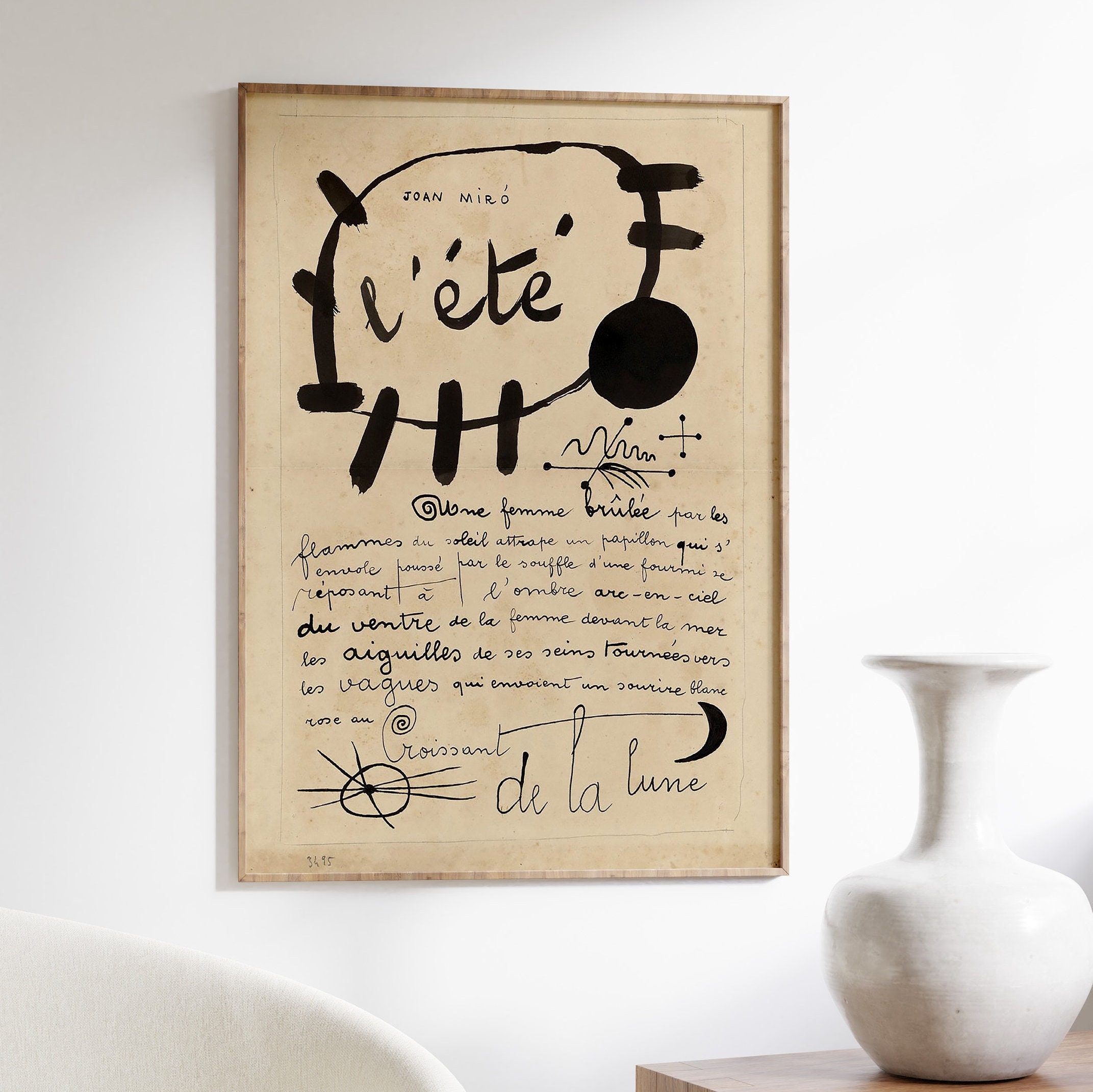 JOAN MIRO Print | Vintage L'été Exhibition Poster, Black Beige