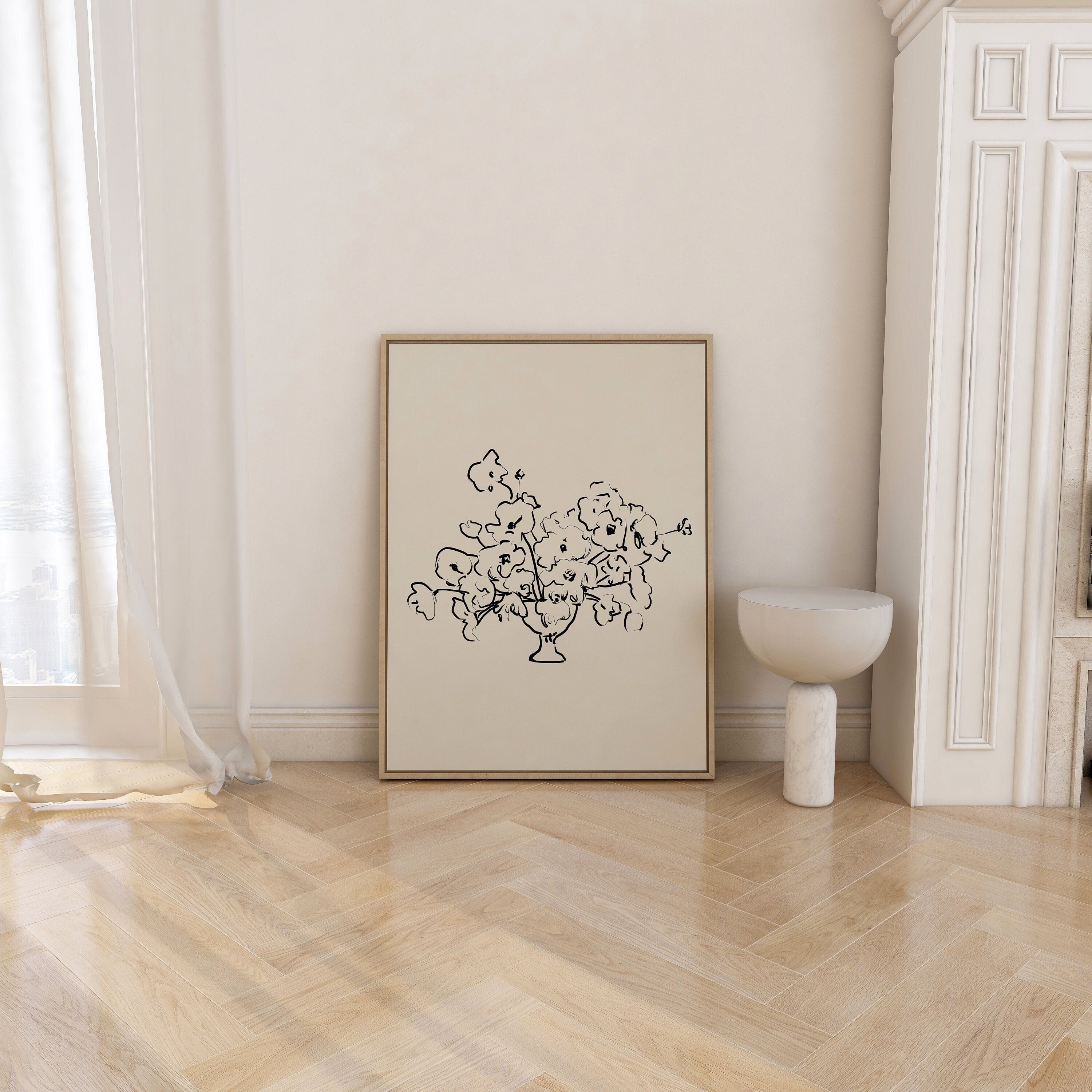 Floral Art Print | Neutral Floral, Neutral Botanical, Botanical Wall Art, Floral Print, Flower Art Print, Neutral Floral, Flowers in Vase