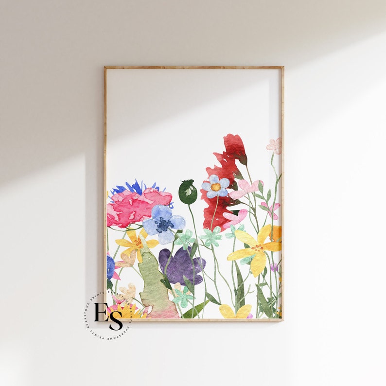 Colorful Wildflower Print Set of 2 | Bright Floral Prints, Botanical ...
