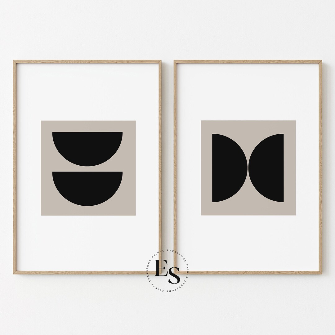 Modern Abstract Set of 2 Gallery Wall Set, Black Abstract Set, Abstract