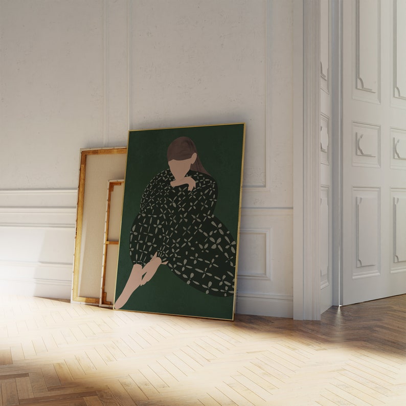 Abstract People Art | Female Figure Art, Mid Century Art, Figure Painting, Abstract Wall Art, Living Room Wall Art, Wall Decor image 3