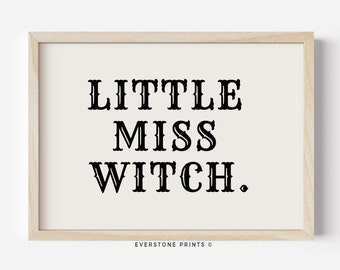 Little Miss Witch | Halloween Printable, Halloween Art, Spooky Art, Retro Halloween Poster, Halloween Wall Art, Witchy Art, Halloween Decor