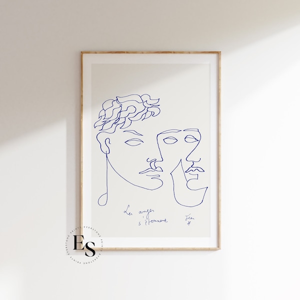 JEAN COCTEAU Print | Exhibition Poster, Vintage Poster, Continuous Line Art, French Artist, Museum Poster, Printable Art