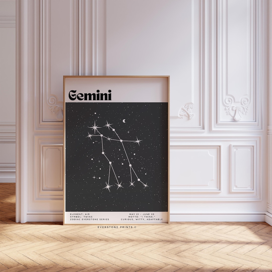 Gemini Poster | Zodiac Gemini Print, Retro Wall Decor, Digital Download ...