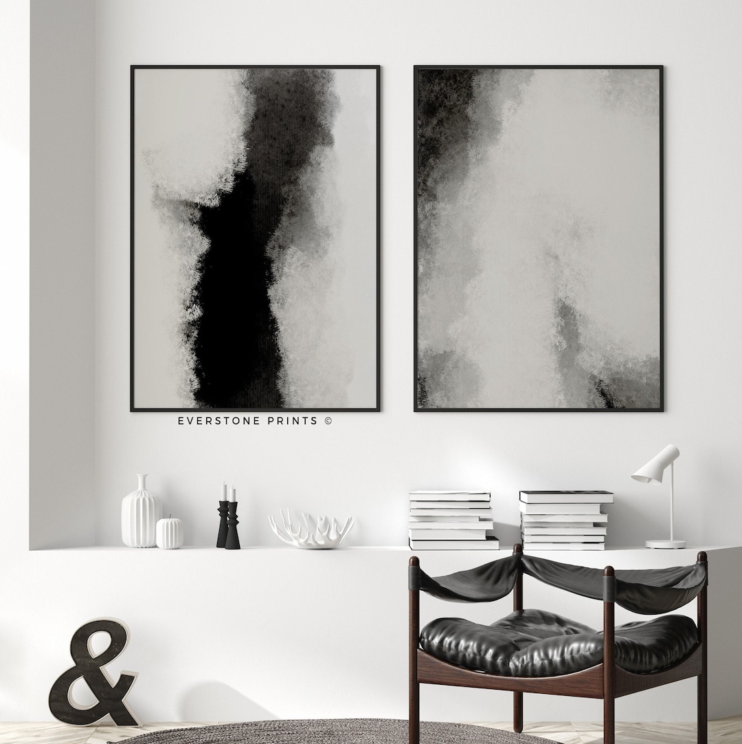 Black and White Abstract Art Prints Set | Modern Gallery Wall (digital ...