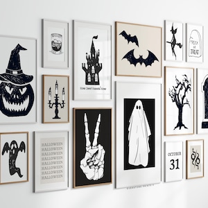 Halloween Art Mega Bundle | Set of 15+ Printables | Halloween Gallery Wall | Trendy Halloween | Neutral Halloween Prints | Halloween Decor