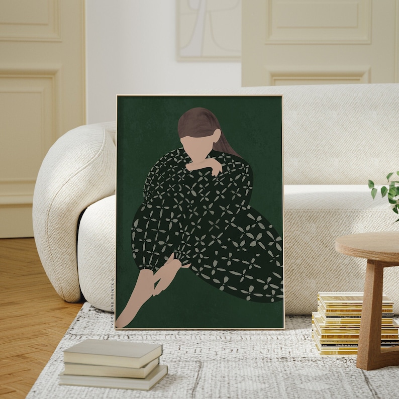 Abstract People Art | Female Figure Art, Mid Century Art, Figure Painting, Abstract Wall Art, Living Room Wall Art, Wall Decor image 1