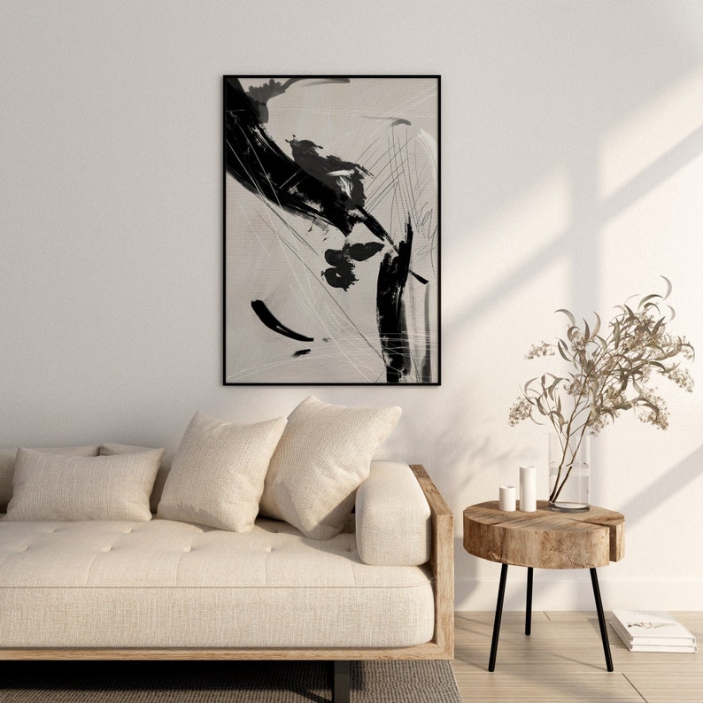 Black Abstract Art Print Black and White Abstract Art Etsy