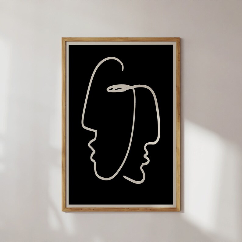 Impresión facial de arte lineal moderno / Minimalista abstracto (Descarga digital) imagen 6