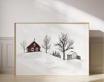 Winter Wall Art | Winter Wonderland Art, Holiday Wall Art, Landscape Art, Christmas Art, Winter Printables, Instant Download