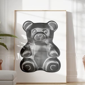 Gummy Bear Wall Art Print | 2000 Wall Art, Trendy Wall Art, Quirky Wall Art, Candy Themed Decor, Y2K Room Decor