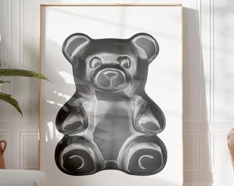 Gummy Bear Wall Art Print | 2000 Wall Art, Trendy Wall Art, Quirky Wall Art, Candy Themed Decor, Y2K Room Decor