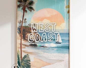 West Coast Print |  Preppy Wall Art, Coastal Cowgirl Print, Beachy Wall Art, Summer Prints, Beach House