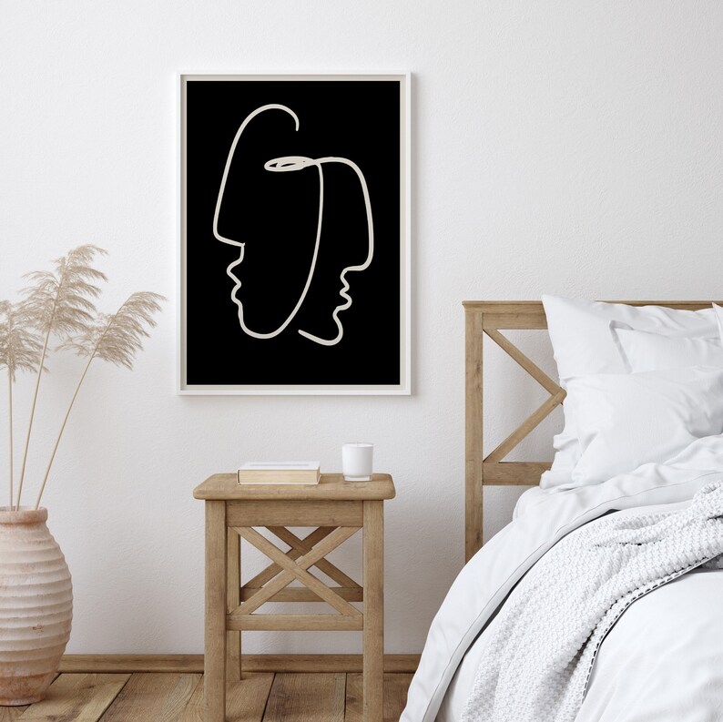 Impresión facial de arte lineal moderno / Minimalista abstracto (Descarga digital) imagen 5