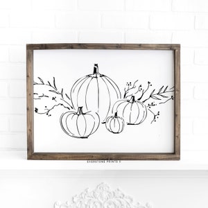 Pumpkin Print | Fall Printable | Farmhouse Fall Decor | Pumpkin Line ...