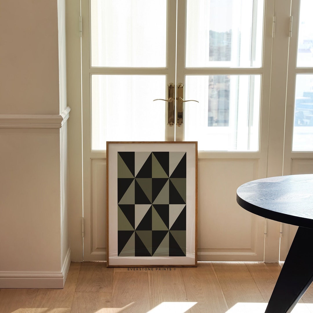 Modern Geometric Abstract Print | Black and Green Aesthetic Minimalist ...