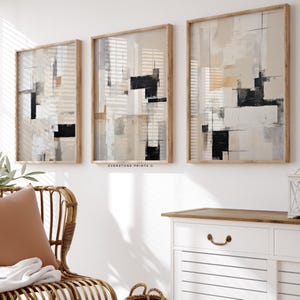 Modern Abstract Art | Gallery Wall Art, Set of 3 Beige, Abstract Art, Nordic Prints, Simple Modern Abstract Art, Modern Minimal Art