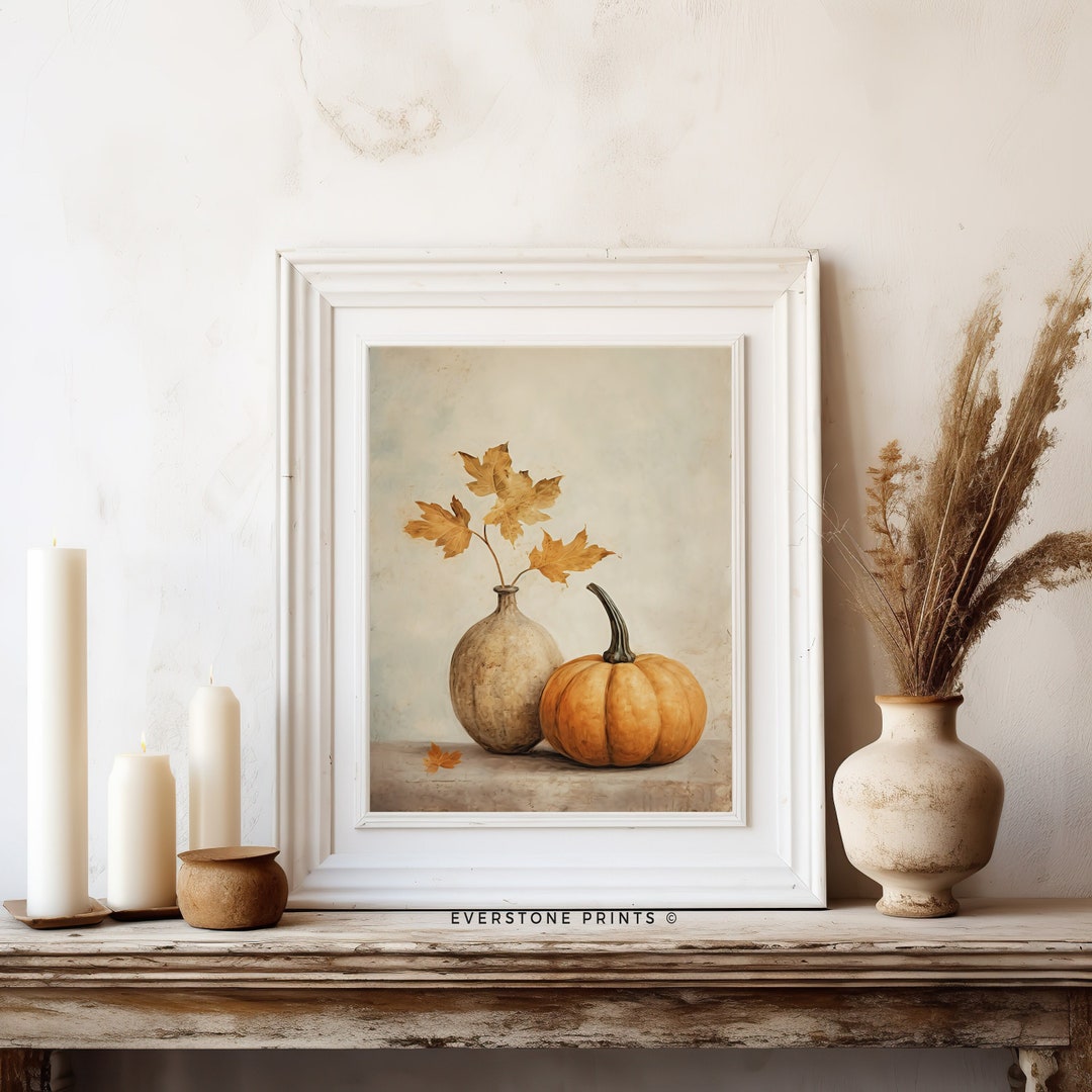 Fall Wall Decor Printable Pumpkin Still Life Painting |rustic Fall Art ...