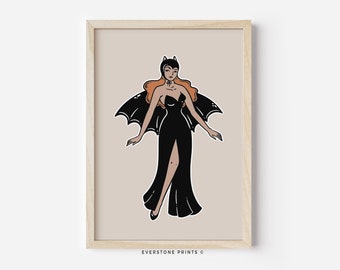 Retro Woman Halloween Art | Halloween Poster | Halloween Wall Art | Witch Wall Art | Halloween Print | Halloween Decor | Halloween Printable