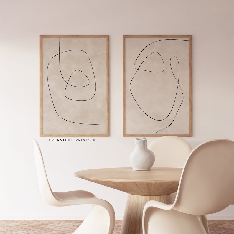 Minimalist Light Beige Set of 2 Line Art Print Black White Line Art Minimalism Abstract, Neutral Abstract Prints, Wall Art Prints image 7