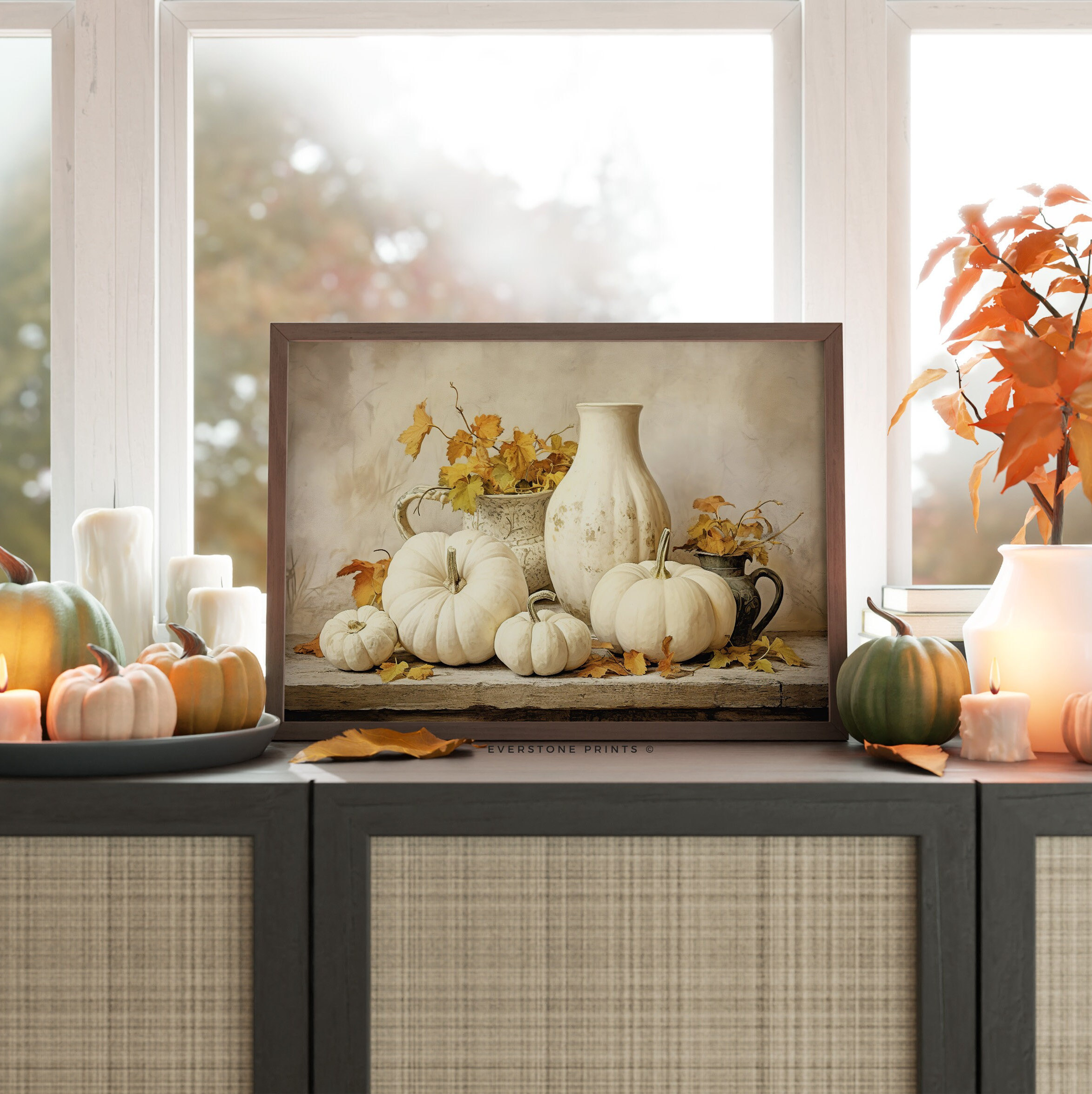 Autumn Still Life Pumpkin Painting | Farmhouse Decor, Rustic Fall Art ...