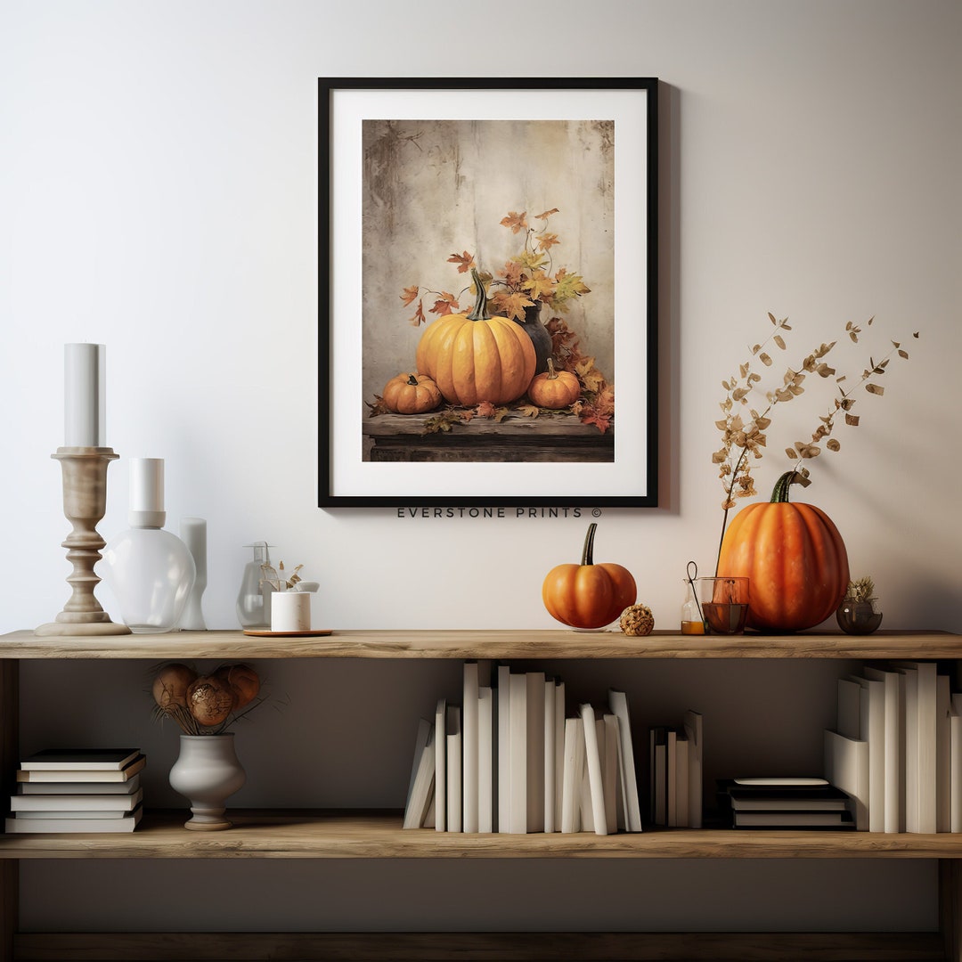 Pumpkin Painting Art | Rustic Fall Art, Autumn Wall Print, Halloween ...