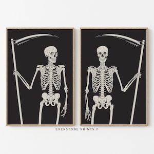 Skeleton Wall Prints | Halloween Wall Art | Halloween Printables | Halloween Wall Decor | Fall Wall Art | Spooky Art | Printable Art