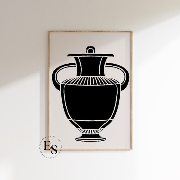 Antique Vase Print | Vase Art, Minimalist Printable Art, Flower Print, Greek Art, Muse Print, Color Block, Still Life, Cottage Core