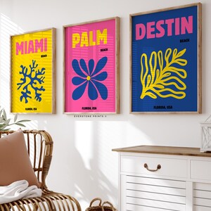 Set of 3 Preppy Room Decor | Travel Poster, Girly Dorm Art, Colorful Y2K Posters, Trendy Girly Art, Printable Digital Art