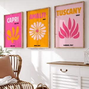 Set of 3 Preppy Room Decor | Travel Poster, Girly Dorm Art, Colorful Y2K Posters, Trendy Girly Art, Printable Digital Art