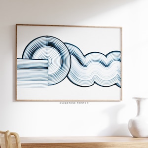 Blue Abstract Art Print, Modern Abstract Art, Printable Art, Minimal Prints, Modern wall art, Blue Wall Art, Midcentury Wall Art
