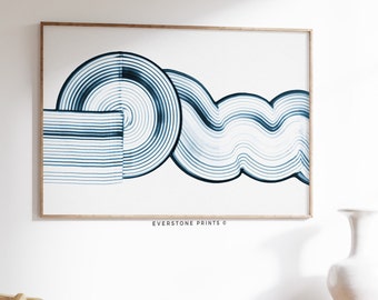 Blue Abstract Art Print, Modern Abstract Art, Printable Art, Minimal Prints, Modern wall art, Blue Wall Art, Midcentury Wall Art
