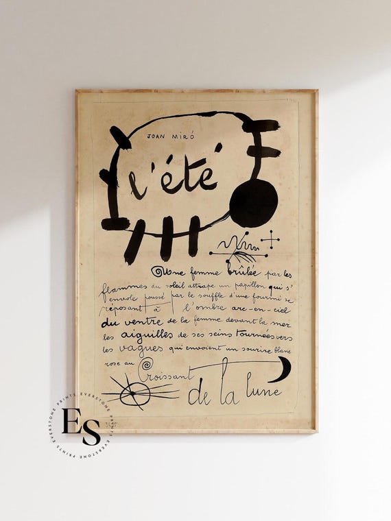 JOAN MIRO Print | Vintage L'été Exhibition Poster, Black Beige