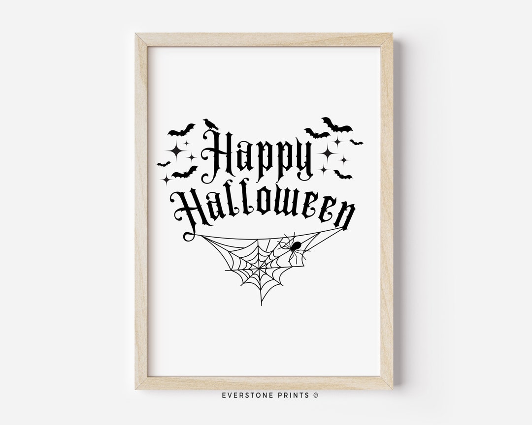 Happy Halloween Wall Art Halloween Wall Art Halloween Printables Halloween Print Spooky Art