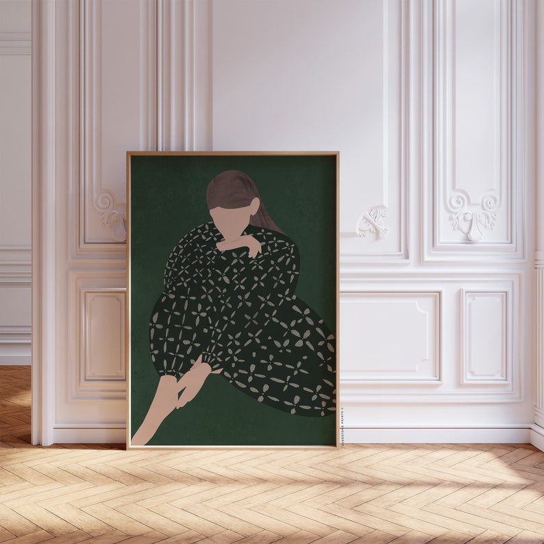 Abstract People Art | Female Figure Art, Mid Century Art, Figure Painting, Abstract Wall Art, Living Room Wall Art, Wall Decor image 4